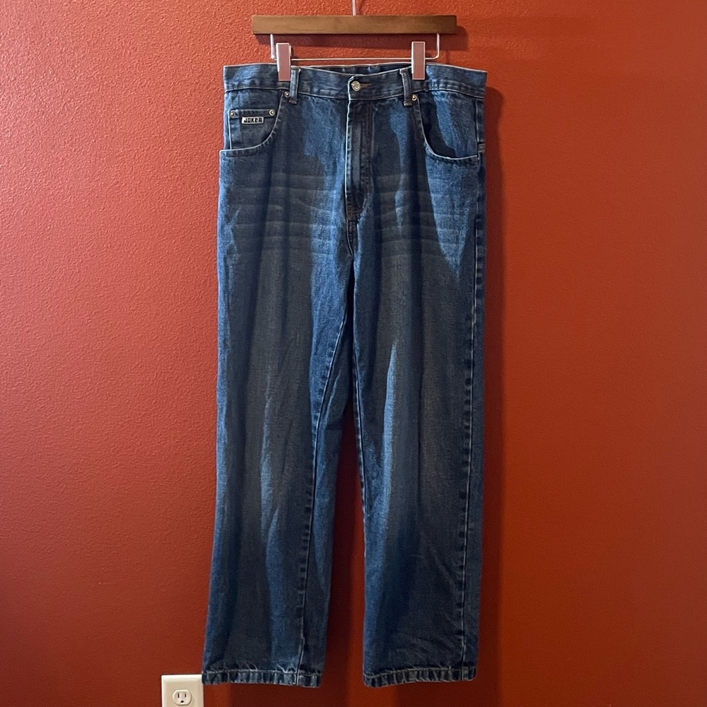 Joker Brand Men’s Vintage Blue Cotton Baggy Embroidered Back Pocket‎ Y2K Jeans
